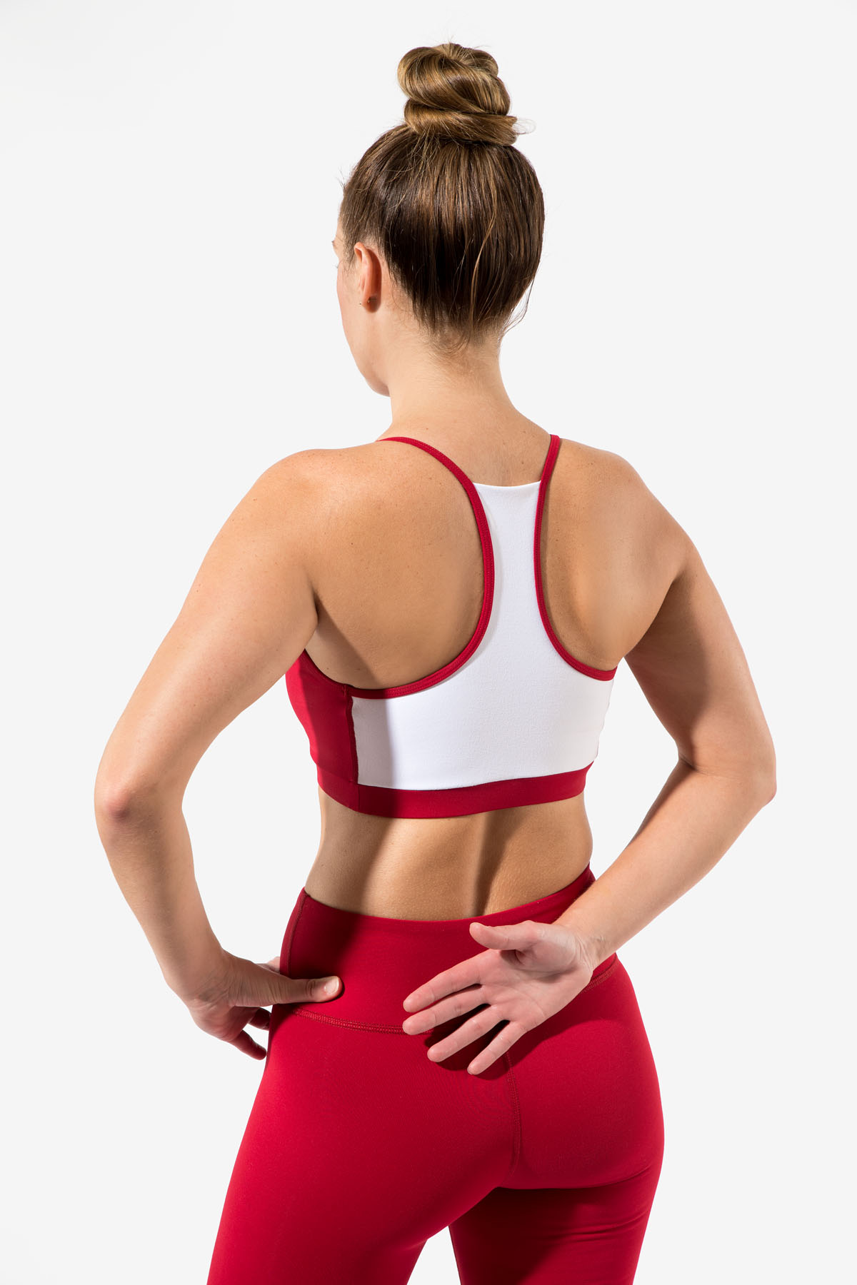 Luna Contrast Racerback Sports Bra Red White Certo Apparel Leggings Tops And Sports Bras